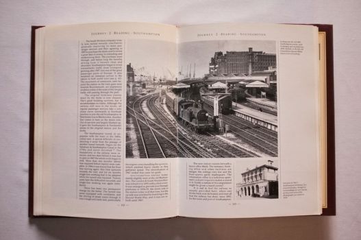 On pages 112-113 of The Railways of Britain, black-and-white photographs of Southampton station in the 1930s and 1950s mark the end of the journey Jack Simmons makes from Reading during which he acts as observer and guide.