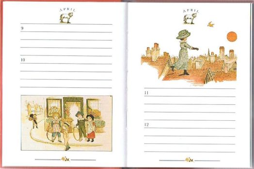 Illustrated excerpt from the April section of The Kate Greenaway Birthday Book.