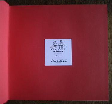 Colour photo of front end papers of limited-edition book showing Ex Libris label numbered and signed by Adam Hart-Davis.