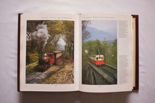 In full-page colour photographs on pages 230-231 of The Railways of Britain by Jack Simmons, preserved steam trains run on the Isle of Man and the Snowdon Mountain Railway.