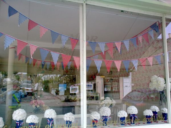 Republican bunting at La Maison des Roses, Webbs Road, London SW