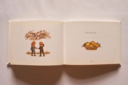 Section 2 opens with illustrations of a fruit bowl and two young boys looking up at apples in a tree.