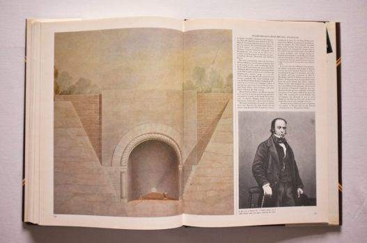 In a picture essay on pages 230-231 of The Railway Heritage of Britain, a colour illustration of the portal of Bristol No. 1 Tunnel is accompanied by a black-and-white engraving of the engineer, I. K. Brunel.