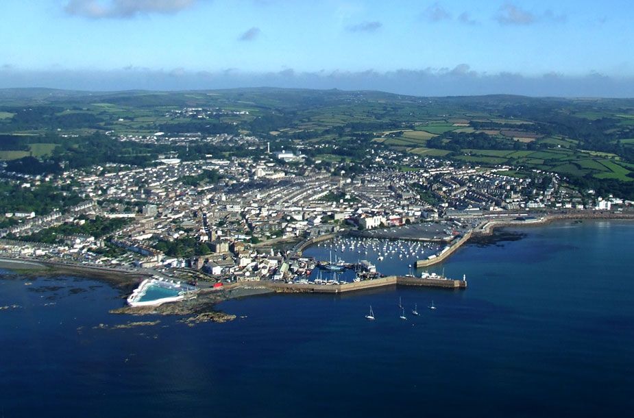 Aerial photograph of Penzance. taken in flight.