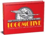 The book ‘Logomotive’ stands face forward with its black-and-white Zephyrus logo set against a red background and the title ‘Logomotive’ printed beneath in yellow in an Art Deco font.