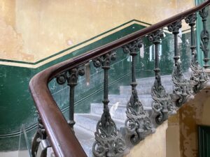 A flight of stairs at Peckham Rye station.